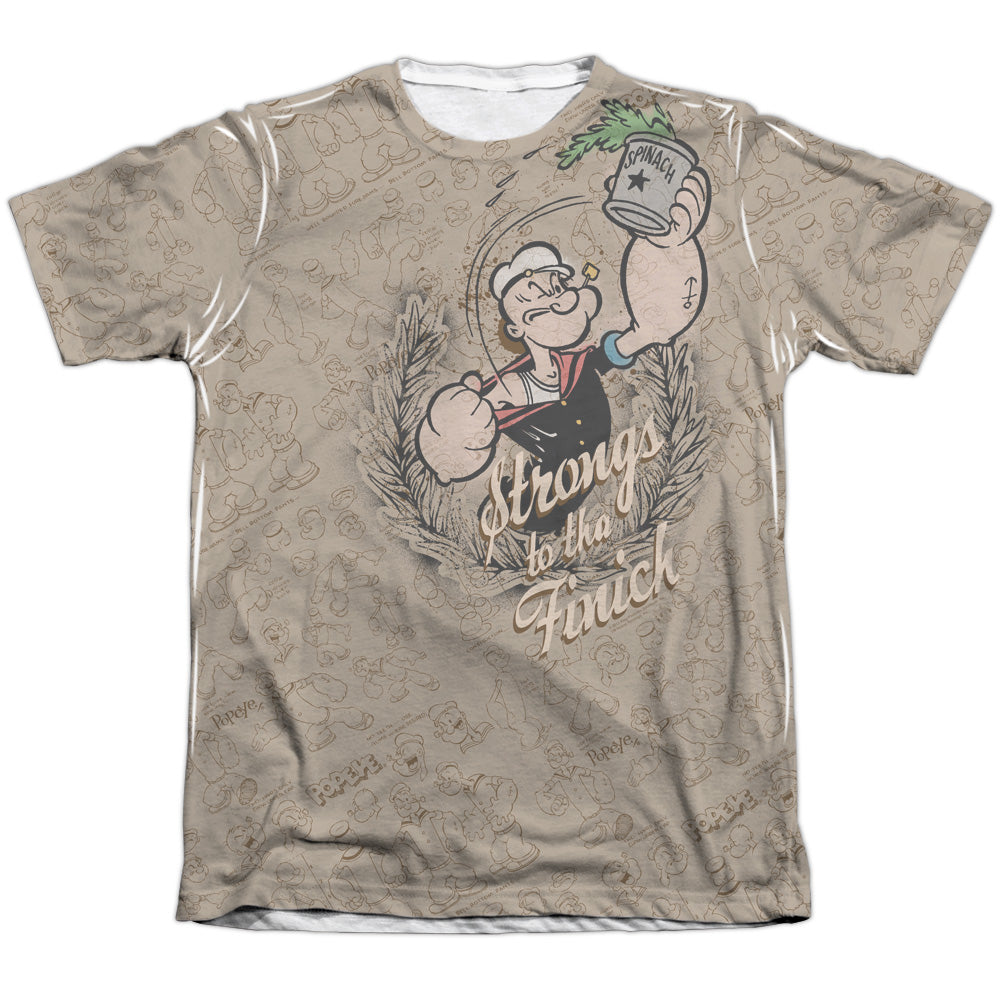 Popeye/strongs To Tha Finch-adult Poly/cotton S/s Tee-white
