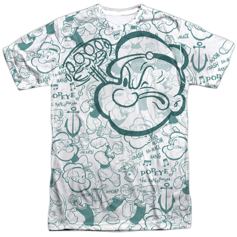 Popeye/repeat Sailor -  S/s Adult 100% Poly Crew - White