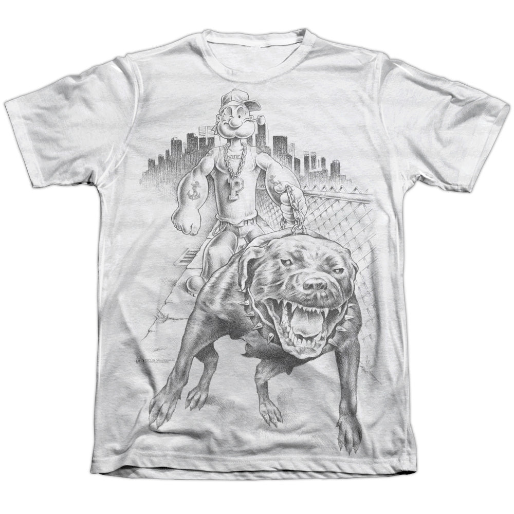 Popeye/rough Rider-adult Poly/cotton S/s Tee-white
