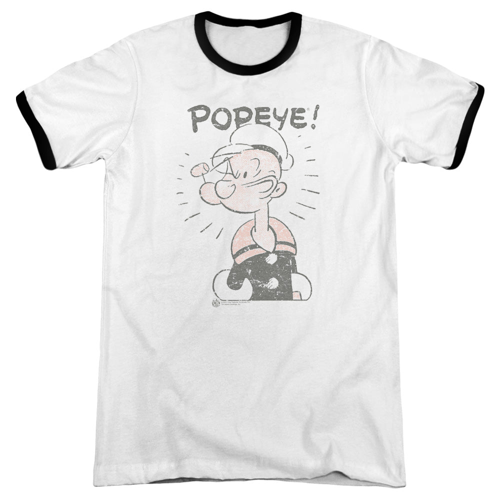 Popeye/old Seafarer - Adult Ringer - White/black