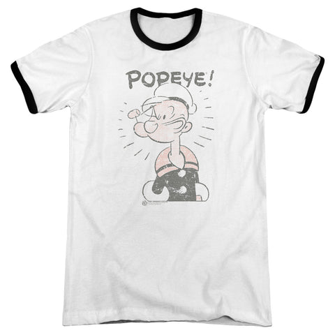 Popeye/old Seafarer - Adult Ringer - White/black