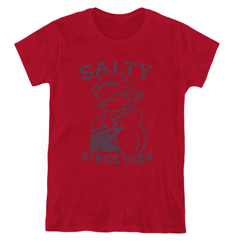 Popeye/salty Dog-s/s Womens Tee-cardinal