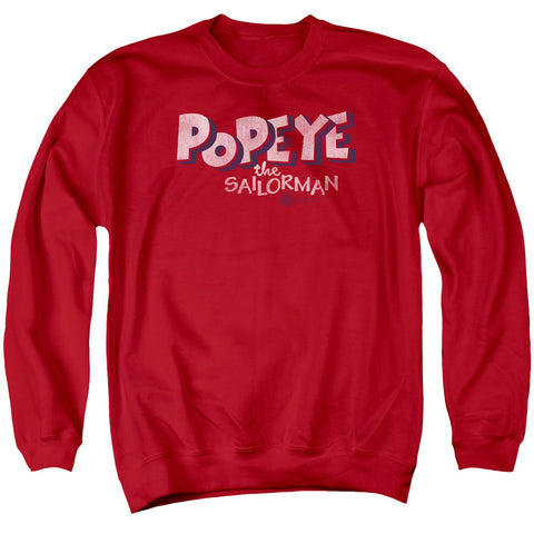 Popeye/3d Logo - Adult Crewneck Sweatshirt - Red