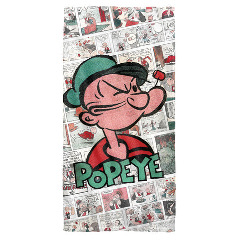 Popeye/panels-cotton Front / Poly Back Beach Towel-white