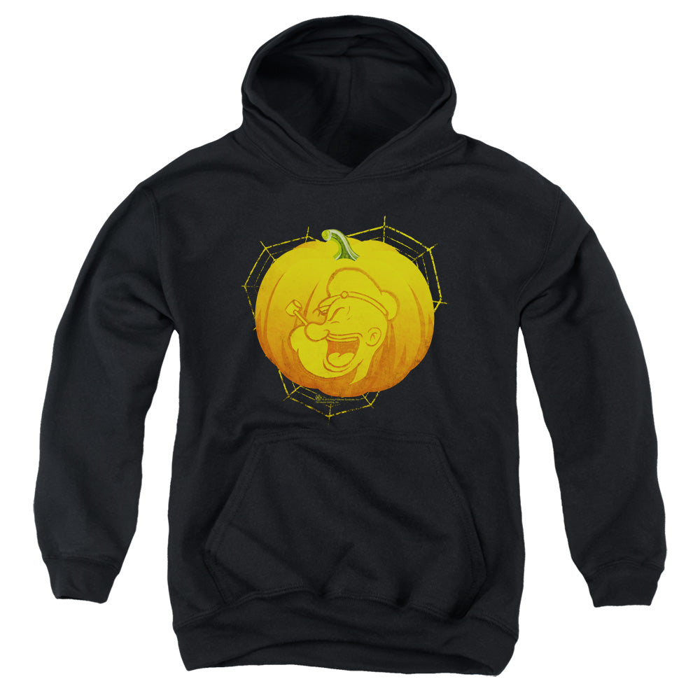 Popeye/pop O Lantern-youth Pull-over Hoodie-black