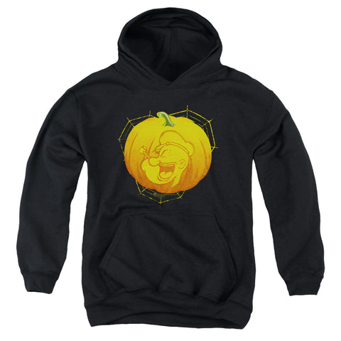 Popeye/pop O Lantern-youth Pull-over Hoodie-black