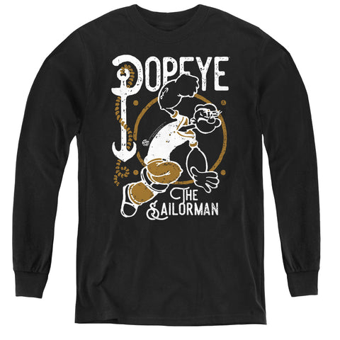Popeye/vintage Sailor-youth Long Sleeve Tee-black