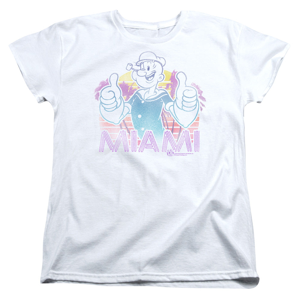 Popeye/miami-s/s Women's Tee-white