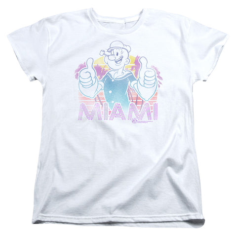 Popeye/miami-s/s Women's Tee-white