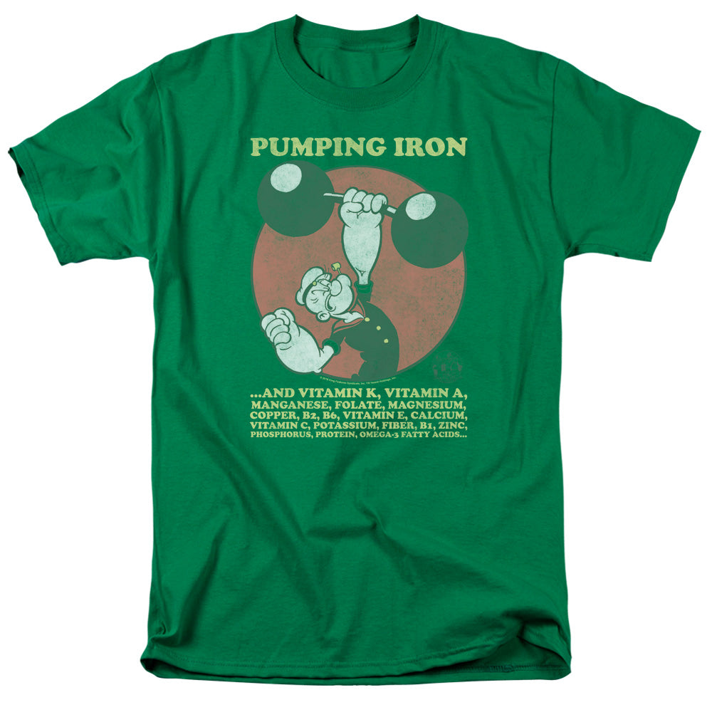 Popeye/pumping Iron-s/s Adult 18/1-kelly Green
