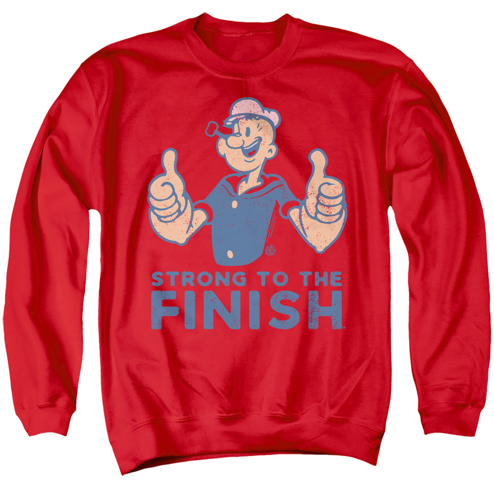 Popeye/strong-adult Crewneck Sweatshirt-red