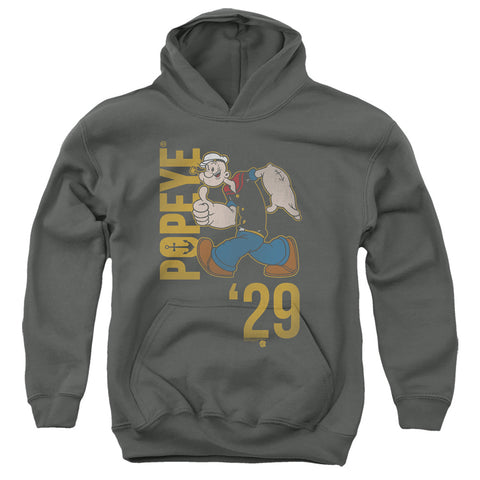 Popeye/29-youth Pull-over Hoodie-charcoal