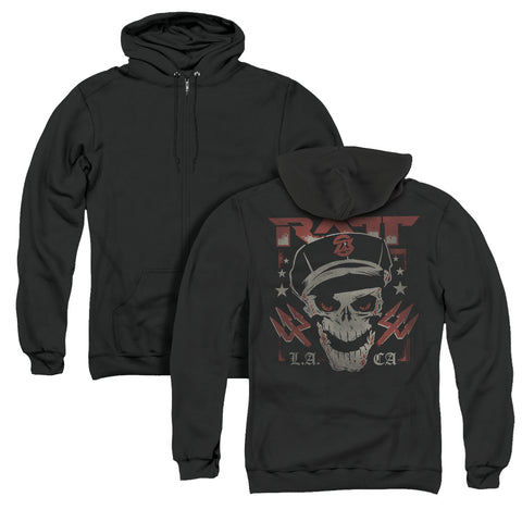 Ratt/skull And Tridents (back Print) - Adult Zipper Hoodie-black