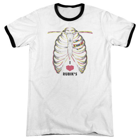 Rubiks Cube/i Heart Rubiks - Adult Ringer - White/black