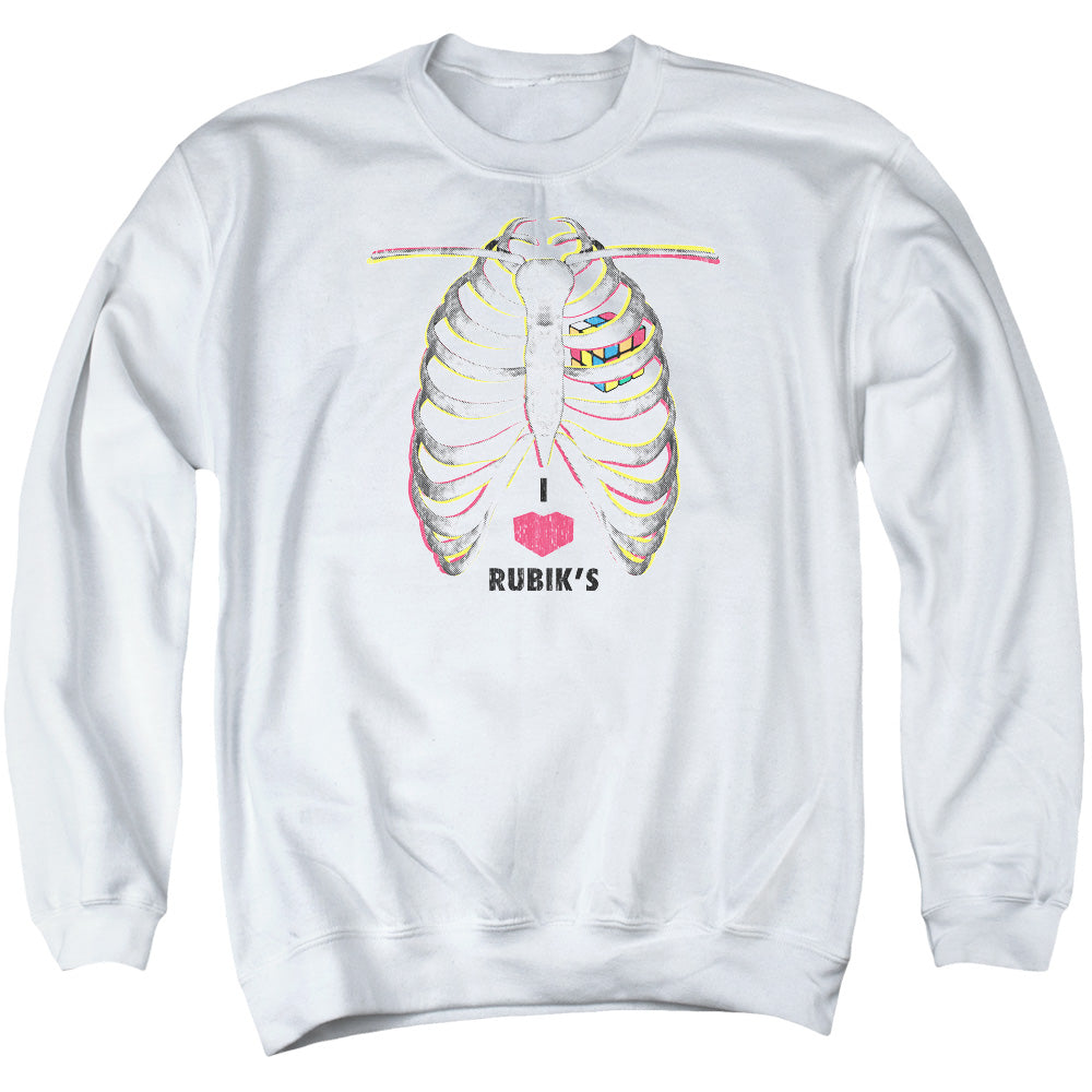 Rubiks Cube/i Heart Rubiks - Adult Crewneck Sweatshirt - White