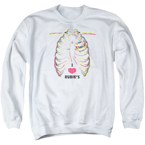 Rubiks Cube/i Heart Rubiks - Adult Crewneck Sweatshirt - White