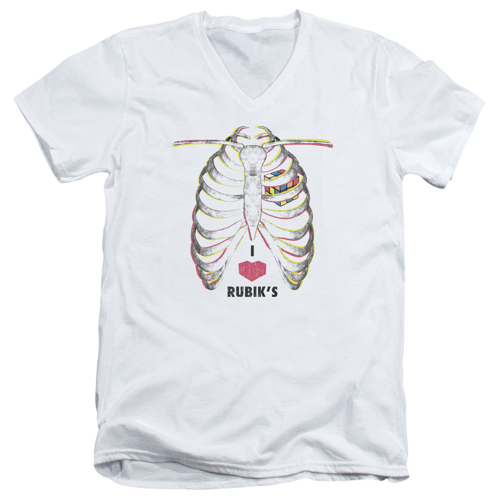 Rubiks Cube/i Heart Rubiks-s/s Adult V-neck 30/1-white