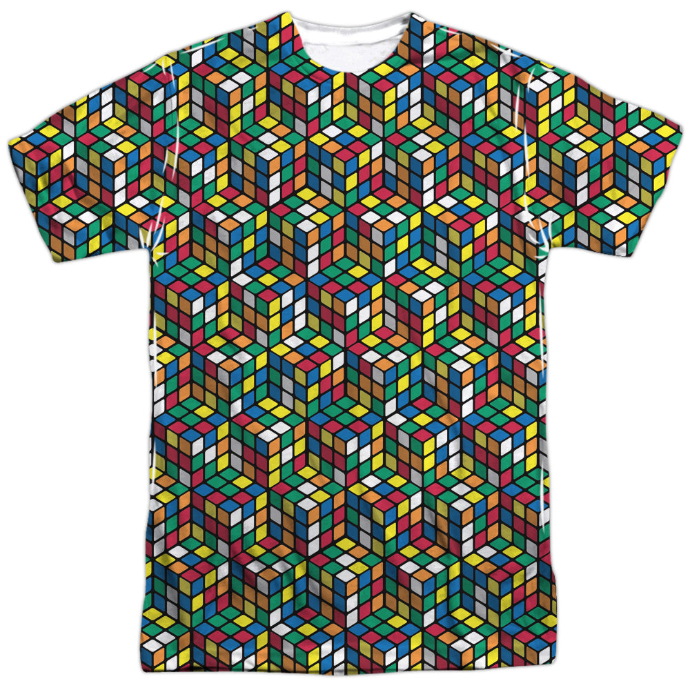 Rubiks Cube/cube Stack-s/s Adult Poly Crew-white