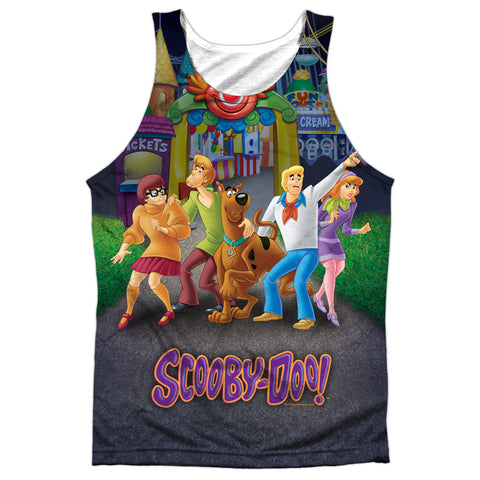 Scooby Doo/amusement Park-adult Poly Tank Top-white