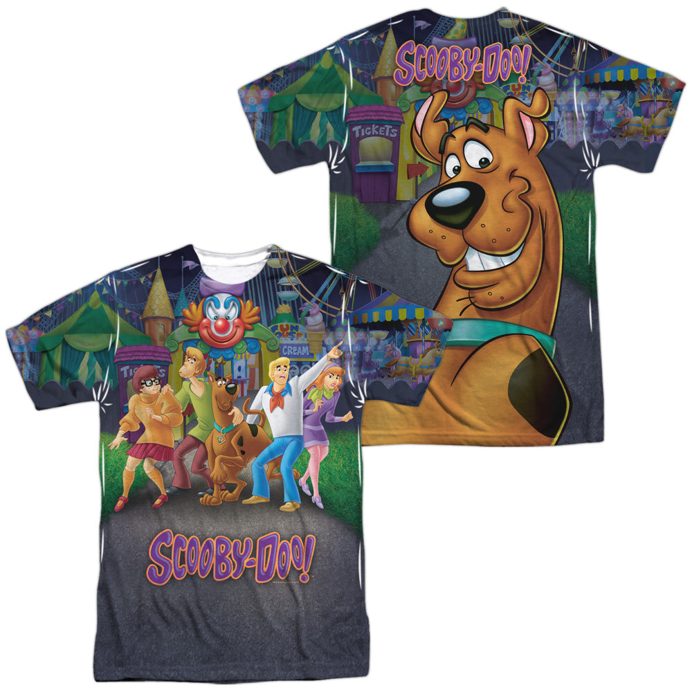 Scooby Doo/amusement Park (front/back Print)-s/s Adult Poly Crew-white