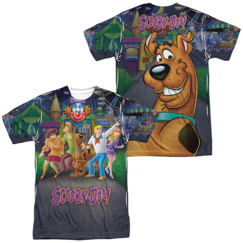 Scooby Doo/amusement Park (front/back Print)-s/s Adult Poly Crew-white