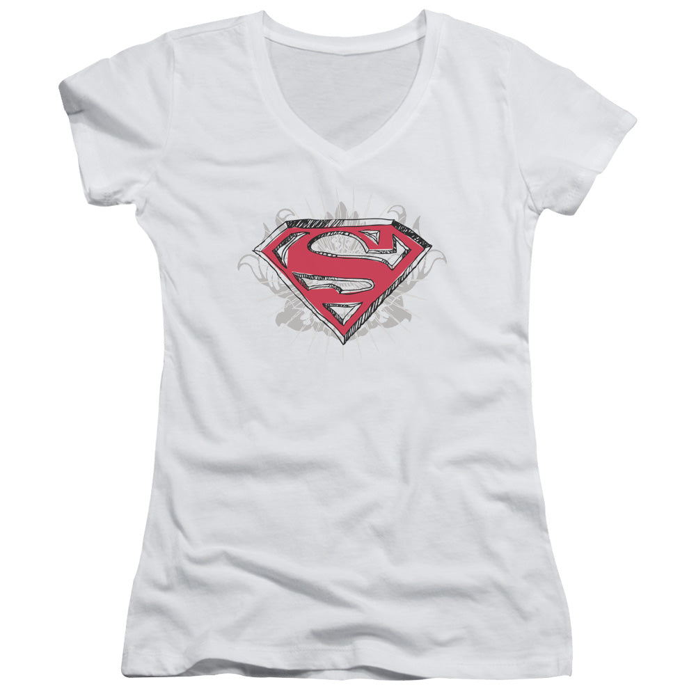 Juniors Sheer Cap Sleeve V-Neck