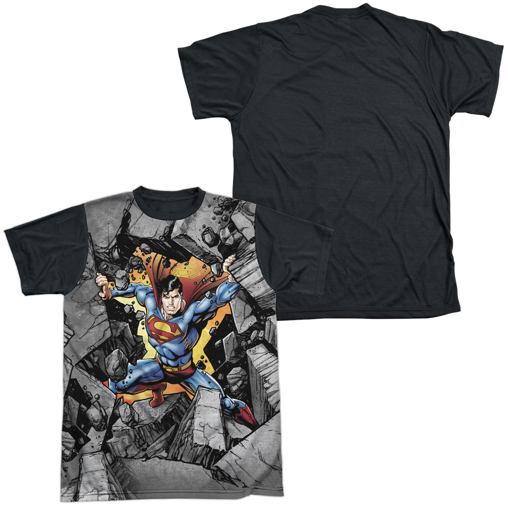Superman/break On Through-s/s Adult White Front Black Back  -white