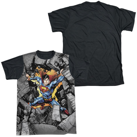 Superman/break On Through-s/s Adult White Front Black Back  -white