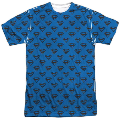 Superman/shields Coverage-s/s Adult Poly Crew-white