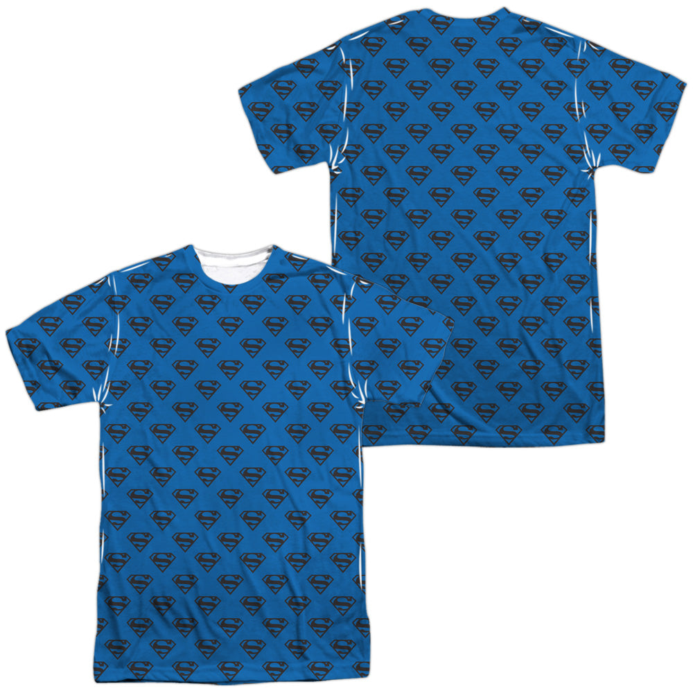 Superman/shields Coverage-s/s Adult Poly Crew-white