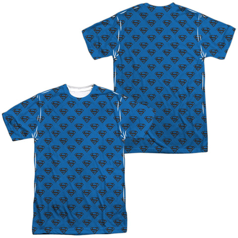 Superman/shields Coverage-s/s Adult Poly Crew-white