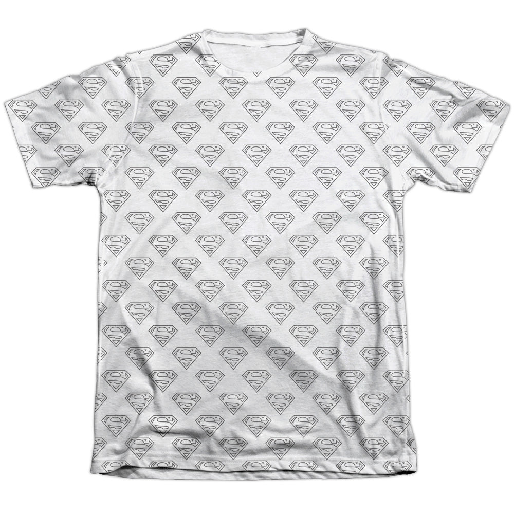 Superman/shields All Over - Adult 65/35 Poly/cotton S/s Tee - White