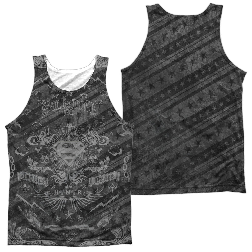 Superman/submit-adult 100% Poly Tank Top-white