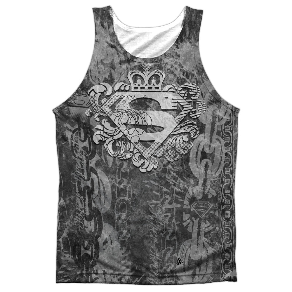 Superman/unchain The King-adult 100% Poly Tank Top-white