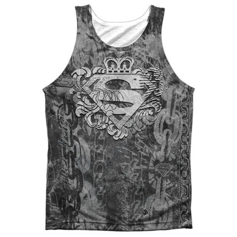 Superman/unchain The King-adult 100% Poly Tank Top-white