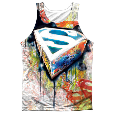Superman/urban Shields-adult 100% Poly Tank Top-white