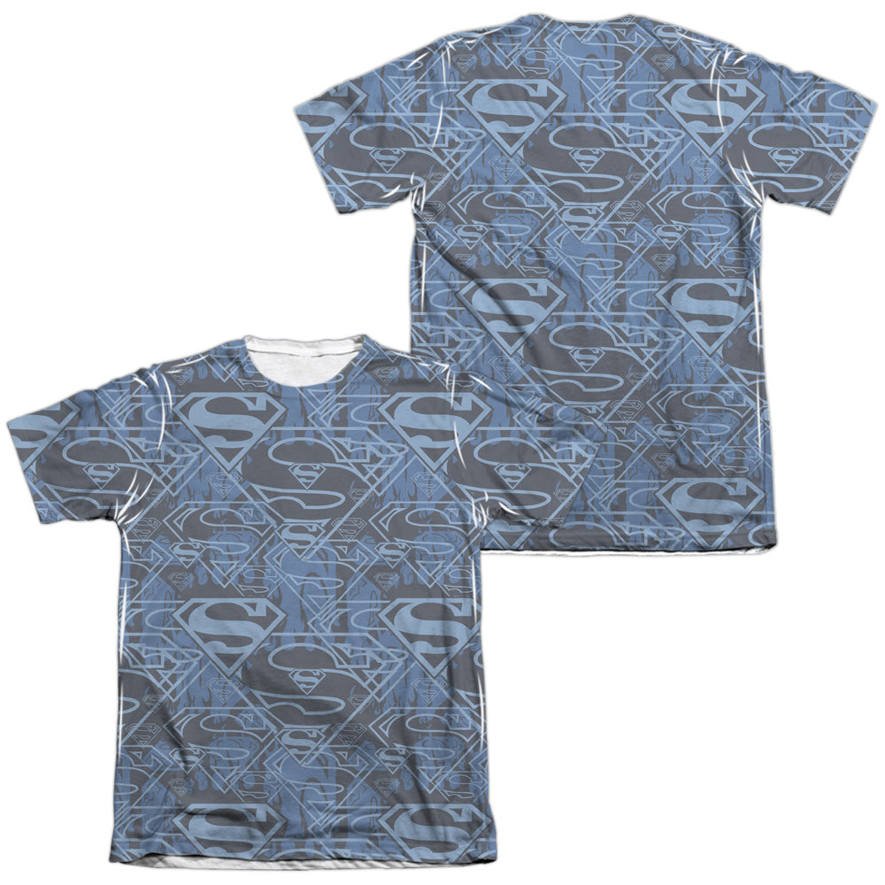 Superman/shielded (front/back Print) - Adult 65/35 Poly/cotton S/s Tee - White