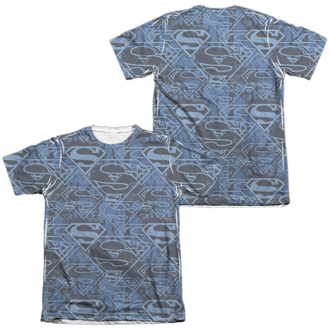 Superman/shielded (front/back Print) - Adult 65/35 Poly/cotton S/s Tee - White