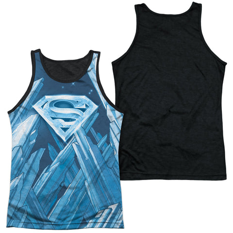 Superman/solitude-adult Poly Tank Top Black Back-white