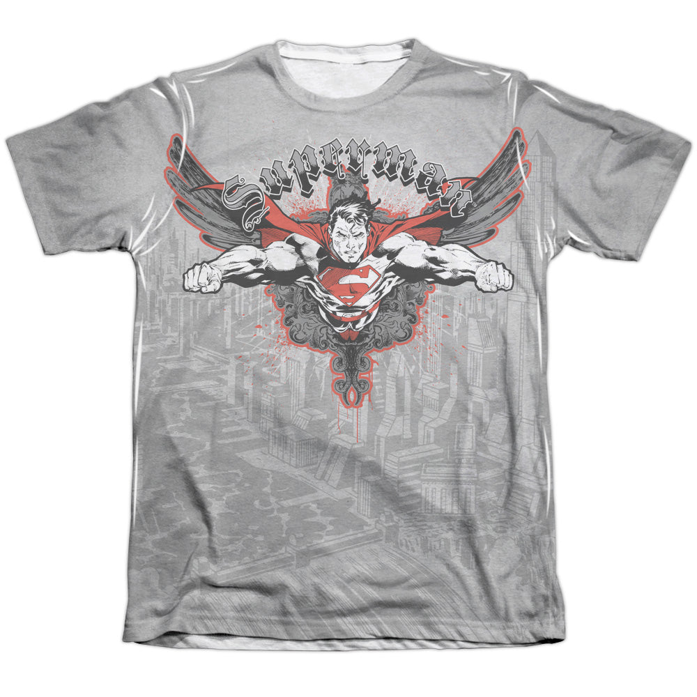 Superman/take Wing - Adult 65/35 Poly/cotton S/s Tee - White