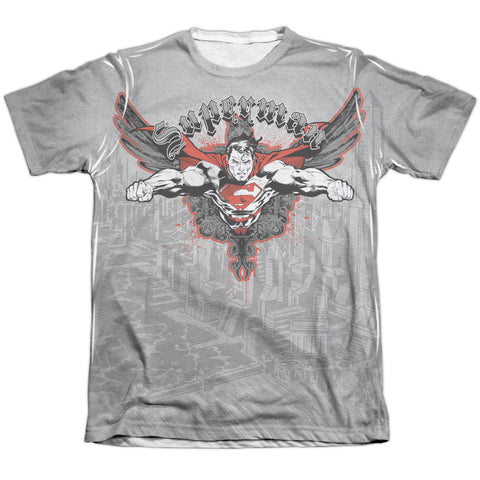 Superman/take Wing - Adult 65/35 Poly/cotton S/s Tee - White