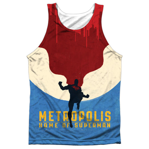 Superman/home-adult 100% Poly Tank Top-white