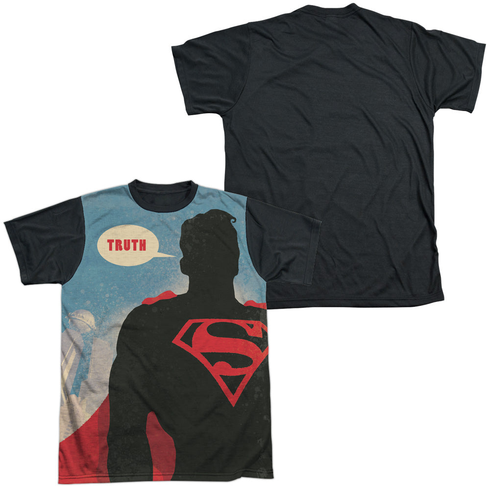 Superman/truth-s/s Adult White Front Black Back  -white