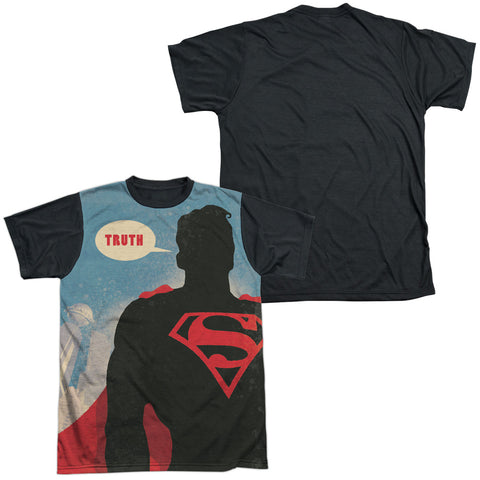 Superman/truth-s/s Adult White Front Black Back  -white