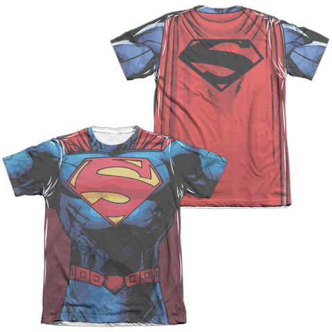 Superman/new 52 Superman (front/back Print)-adult Poly/cotton S/s Tee-white