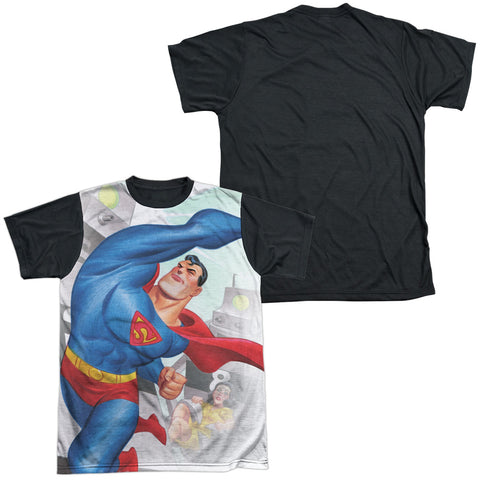 Superman/classic Robots-s/s Adult White Front Black Back  -white
