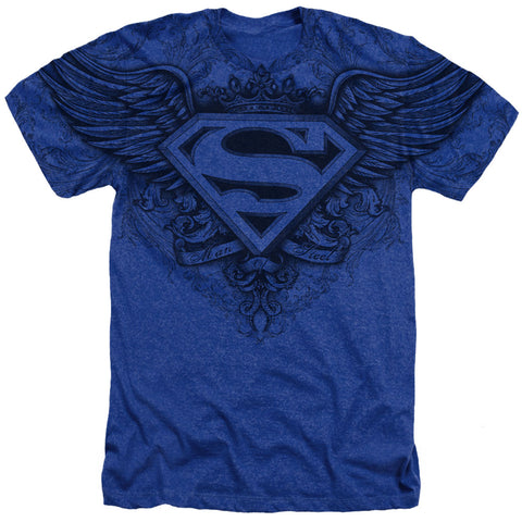 Superman/sublimation Winged Logo-adult Heather-royal Blue