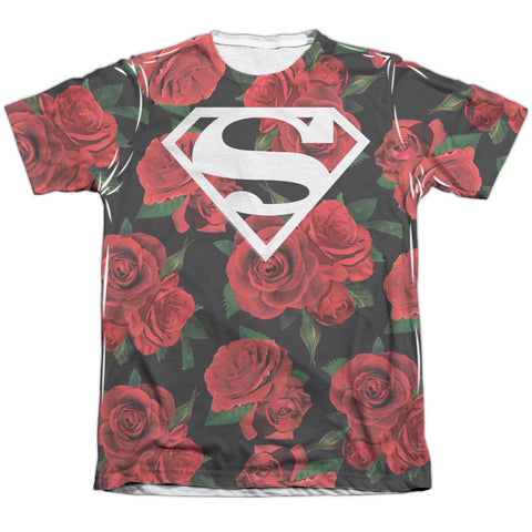 Superman/super Floral-adult Poly/cotton S/s Tee-white
