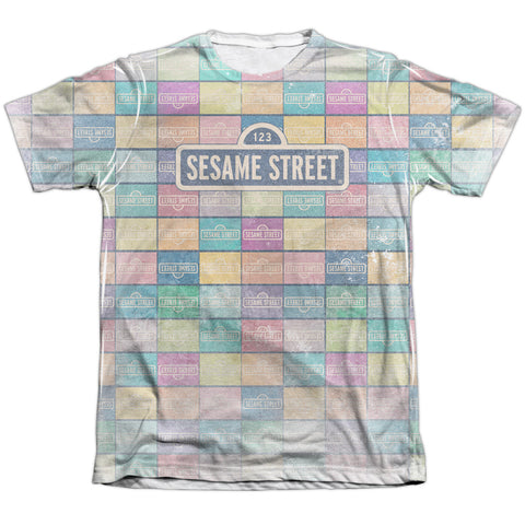 Sesame Street/color Block-adult Poly/cotton S/s Tee-white