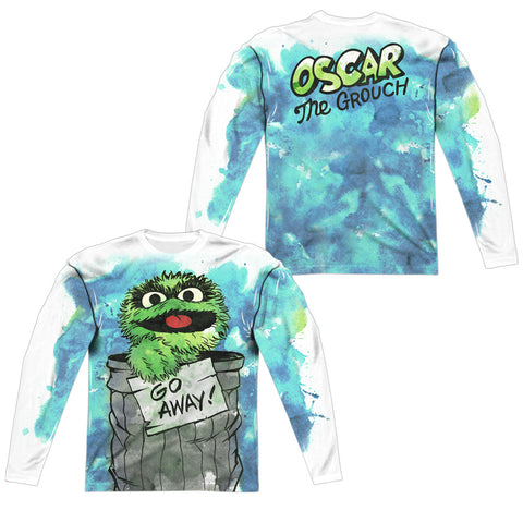 Sesame Street/can It (front/back Print)-l/s Adult Poly Crew -white